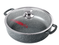 Сковорода литая алюминий D24см Жаровня с/крышкой гранит 