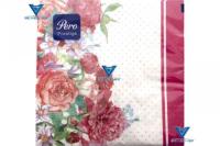 Салфетки бумажные 3 слоя Pero Prestiqe 33*33см Весенний букет 20л /12шт/0599