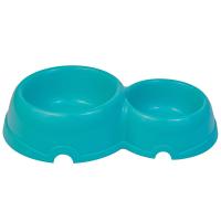 Миска двойная пластик для кошек и собак 200*350мл