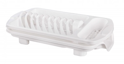Сушилка для посуды со сливом белый