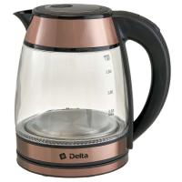 Чайник электр. 1,8 л DELTA стекло, медный DL-1120/12шт/