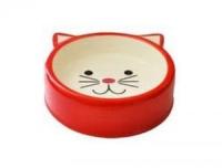 Миска керамика Мордочка кошки красная 12,5*12,5*4,4см 150мл/МКР4015-4/Евро