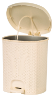 Ведро 11л Плетенка для мусора с педалью слоновая кость 020212