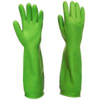 Перчатки хозяйственные латексные опудренные XL удлиненный манжет зеленый 87319 /12шт/