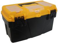Ящик для инструментов ТИТАН 16 (с секциям) черный с желтым М2935