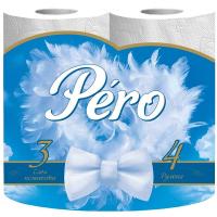 Туалетная бумага 3 слоя PERO WHITE 4 рулона 16,3м белый