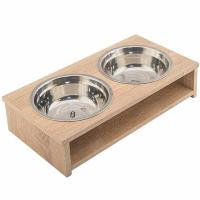 Миска двойная ламинат д/кошек 0,5л Дуб  36*18,5*h10см/87946/Дарэлл