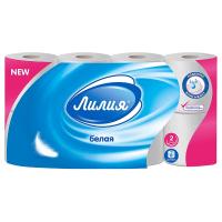 Туалетная бумага 2 слоя Лилия 8 рулонов белый