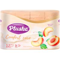 Туалетная бумага 3 слоя "Plushe Comfort care Honey Nectarine" 4рулонов Персик Аромат/12шт/80285