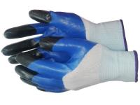 Перчатки нейлон синий с черными пальцами 
