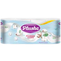 Туалетная бумага 3 слоя "Plushe Premium Aroma Pearl&Cotton" 8рулонов белый/шт/73150 