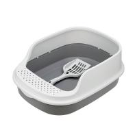 Туалет д/кошек ЛЯ-МУРР с высоким бортом+совок 48*35,5см смоки /М1834/М-пластика