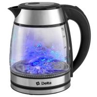 Чайник электр. 1,8 л DELTA стекло, серебрянный DL-1120/12шт/