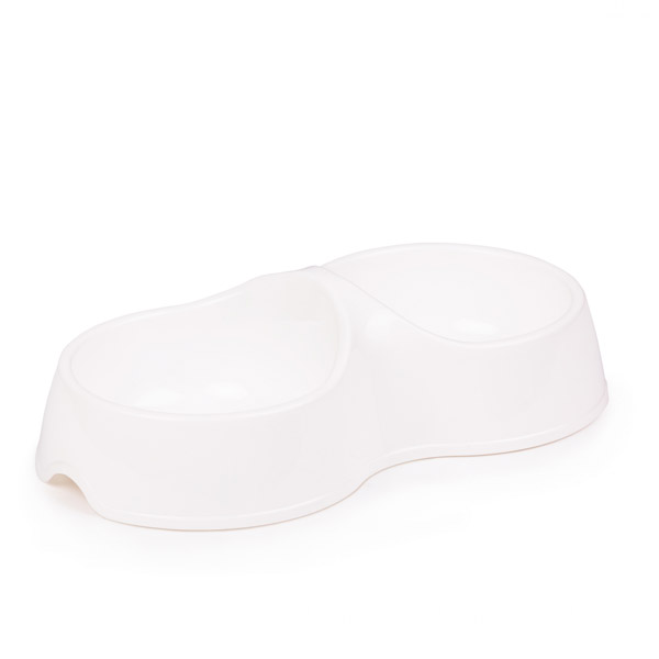 Миска двойная пластик 0,2л Лекси белая