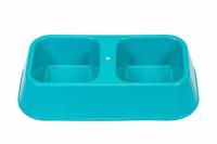 Миска двойная пластик для собак 2*300мл бирюза/1345/Дарэлл