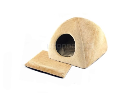 Лежанка-Домик Zoo-M YURTA мягкий с подушкой поролон+периотек бежевый 36*36*35см/9651беж