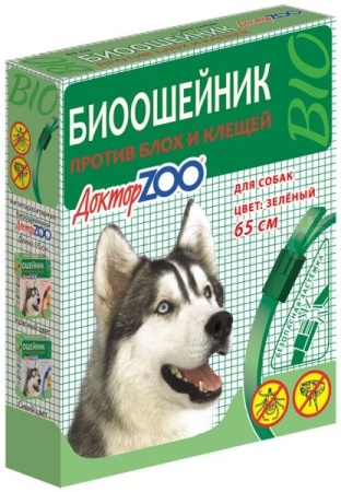 Ошейник Доктор ZOO БИО зеленый для собак 65 см