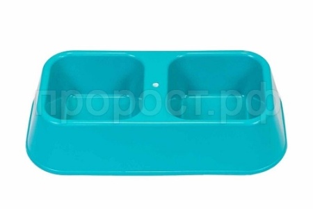 Миска двойная пластик для собак 2*300мл бирюза/1345/Дарэлл