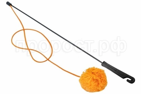 Игрушка к Удочка-дразнилка с шуршиком 4см с пищалкой 70см рыжий/24151/Дарэлл