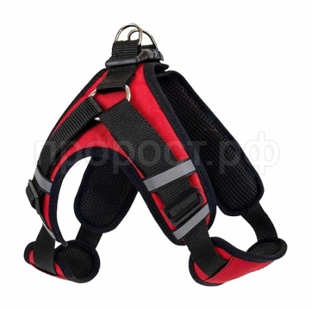 Шлейка текстиль 3х-слойн ГАББИ XL+3D-сетка грудь 50-79см красная/35604/Дарэлл