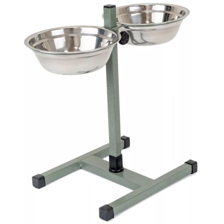 Миска для кошек и собак металлическая на регулируемой подставке ЧИП хамелеон 40см 2*1л/1183