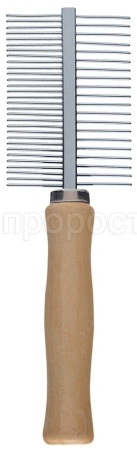 Расческа с деревянной ручкой Двусторонняя Частая-Редкая