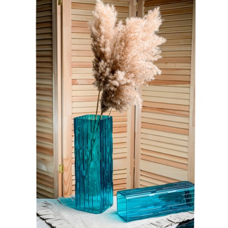 Ваза д/цветов Квадро большая бирюза стекл. /1904-Н5 /1шт/ДК