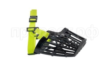 Намордник для собак Ротвейлер пластиковый ZooM №5 NEON 26см черн. с ярко-лимонными лентами/55525