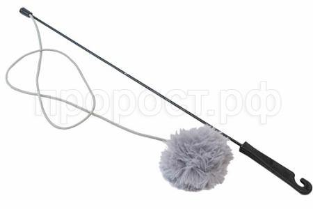 Игрушка к Удочка-дразнилка с шуршиком 4см с погремушкой 70см серый/24152/Дарэлл