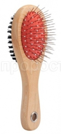 Щетка-расческа двусторонняя с деревянной ручкой с капельками 17*6,7см 