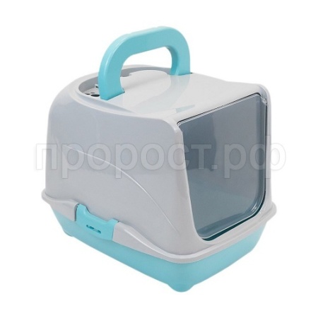 Туалет бокс д/кошек ZooM 43*32*33см бирюза низ серый верх/2929/Дарэлл
