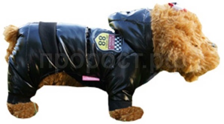 Комбинезон для собак болоневый М черный 29см Гонщик