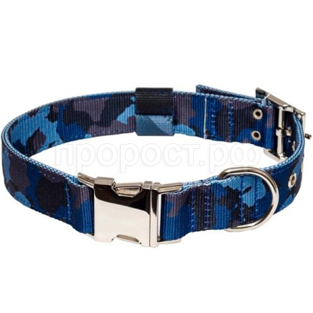 Ошейник капрон 25мм"Камуфляж"быстросъемный с метал. фастом 42-52см синий/20125002-06/Каскад
