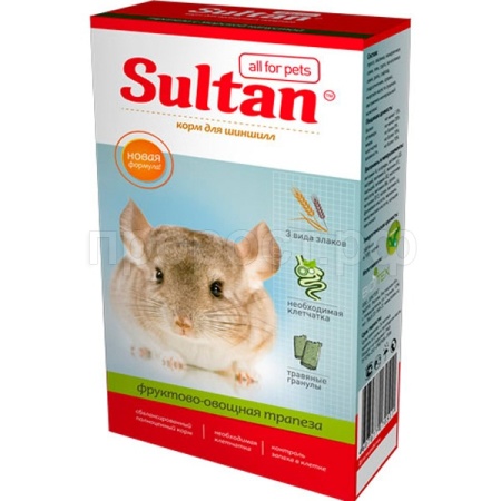 Грызуны Султан для шиншилл Основной рацион (пленка) 400г/18шт/5998 ЧЗ