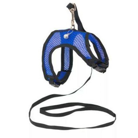 Шлейка с поводком АЭРО №7 для кошек и собак обхват груди 30-36см синяя/035807