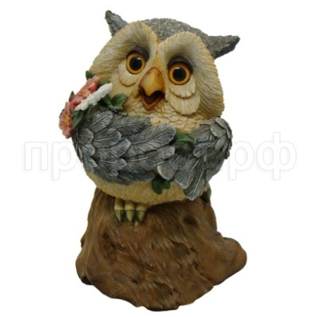 Копилка Сова с цветами на пеньке L17.5W18.5H25см 626462/SK039