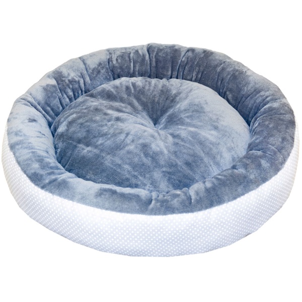 Лежанка ватрушка плюш серый горох 70*17см/DONBARON