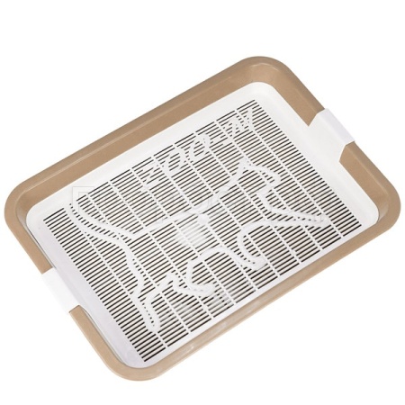 Туалет для кошек Zoo-M большой с сеткой 40*26*6,5см бежевый