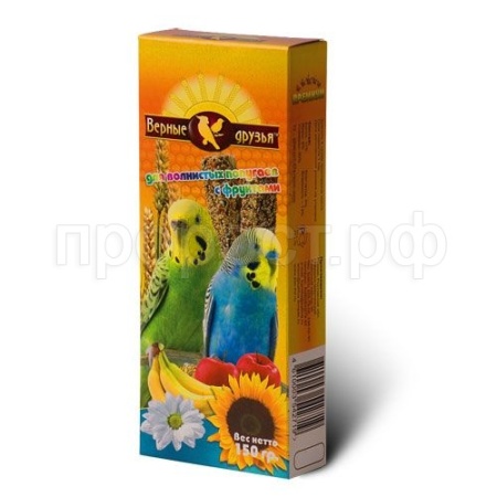 Лакомство для птиц Палочки Верные друзья для волнистых попугаев фрукты 150гр