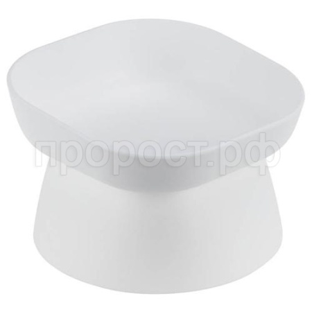 Миска одинарная пластик КВАДРО д/кошек и собак 200мл белый /М1807/М-пластика