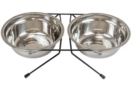 Миска двойная напольная ЭКО металл 2*0,7л черная/1312черн/Дарэлл