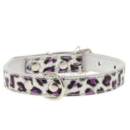 Ошейник синтетик 15мм двойной прошитый Леопард красный 35см/00215001-62