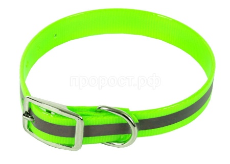 Ошейник биотан 25мм со светоотражающей полосой зеленый 44-56,5см/00225562-05