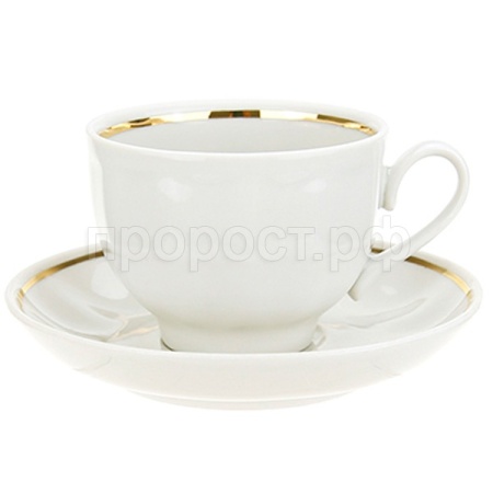 Чашка кофейная с блюдцем 130мл Гранатовый Отводка золотом фарфор 