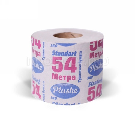 Туалетная бумага 1 слой "EcoPlushe (Стандарт)" 54м втулка серый 2073