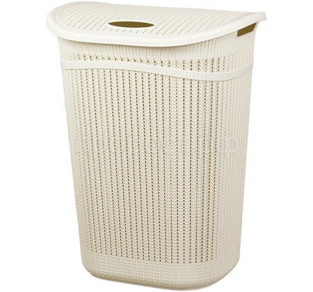 Корзина для белья 55л ВЯЗАНИЕ белый ротанг М2613 