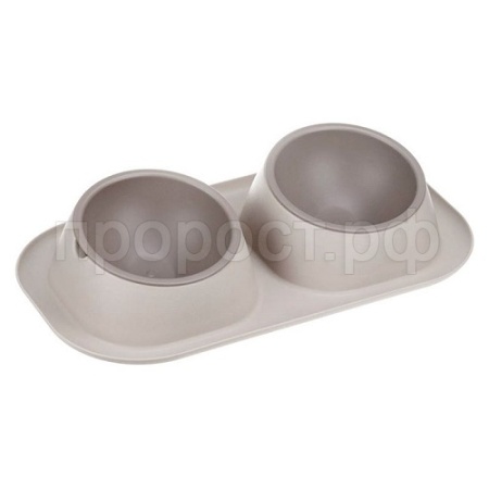 Миска двойная пластик ТВИКС МИНИ д/кошек и собак 2*200мл капучино /М1812/М-пластика