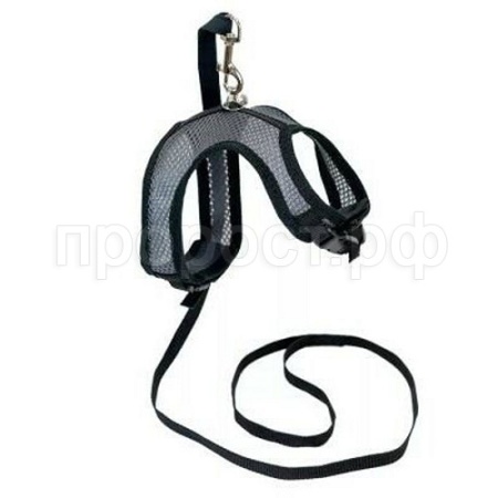 Шлейка с поводком АЭРО №7 для кошек и собак обхват груди 30-36см серая/035807