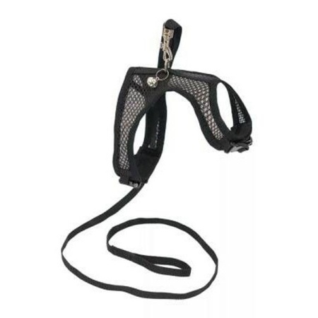 Шлейка с поводком АЭРО №7 для кошек и собак обхват груди 30-36см черная/035807