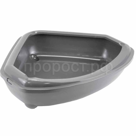 Туалет д/кошек Zoo-M угловой глубокий с сеткой 55*45*13см серый/2912/Дарэлл